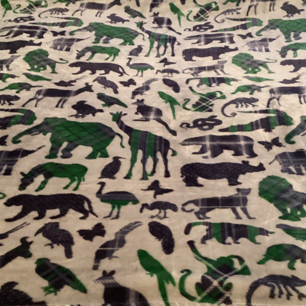 Wildlife Adventure Green and Black Throw Blanket